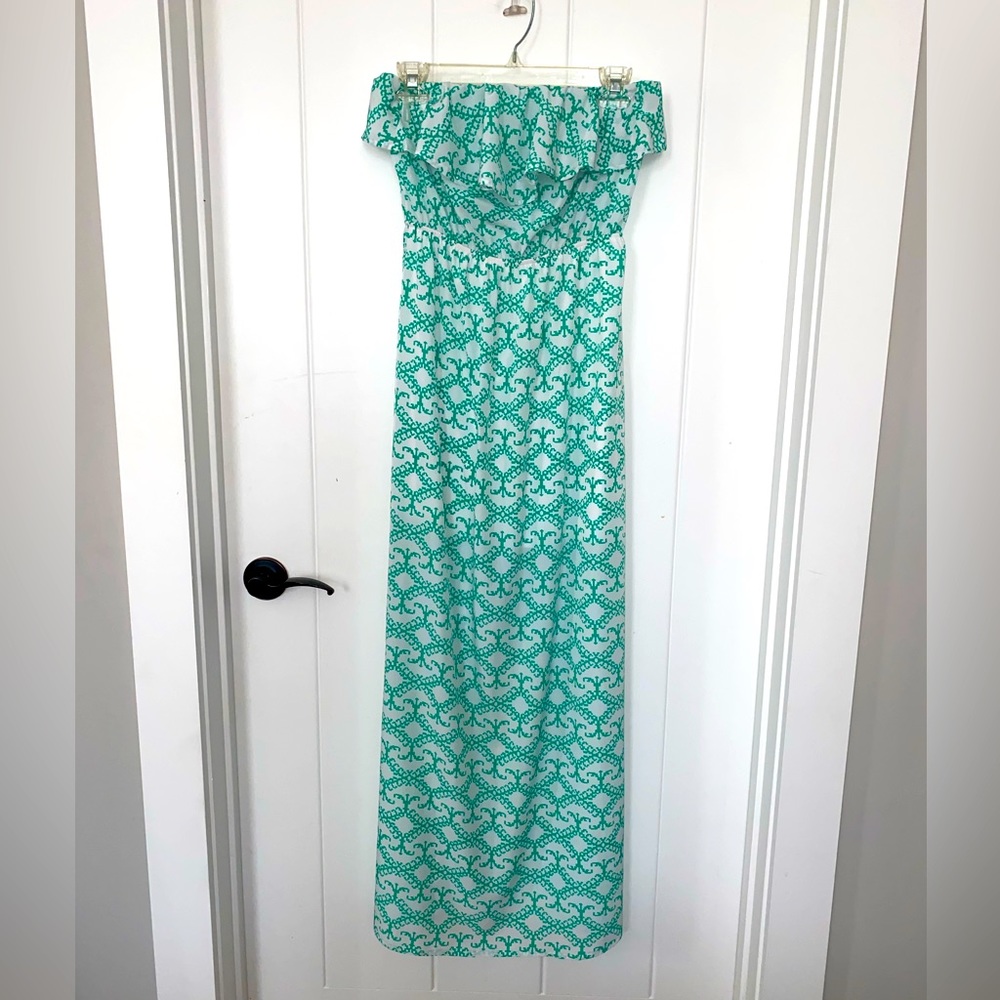 Green and White Maxi Dress (S)
